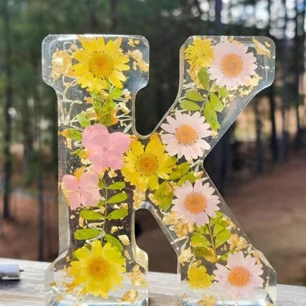 Letter Flower Transparent Flowers Resin Night Light Ornaments