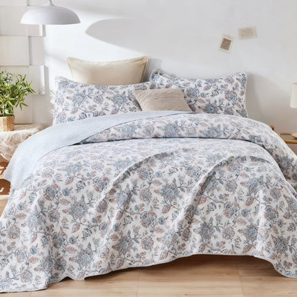 Quilted Cotton Bedspread | Floral Paisley Coverlet Set
