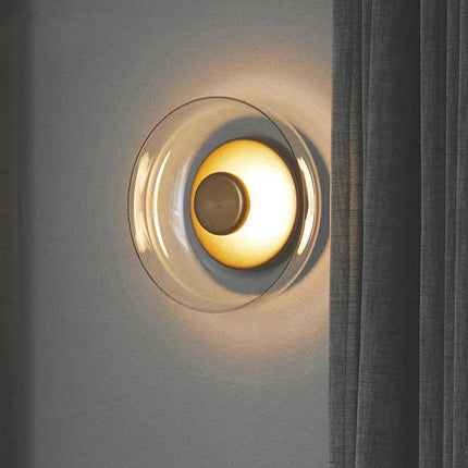 Modern Glass Wall Lamp – Black or Gold with Transparent, Amber, or Smoky Grey