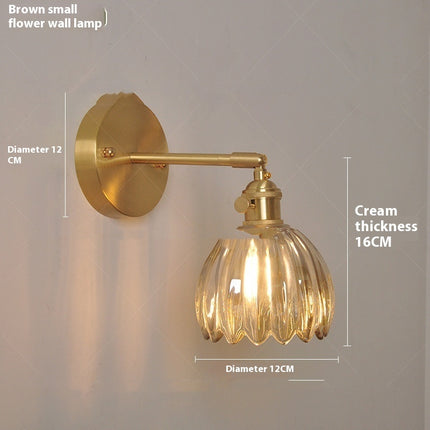 Retro Copper Glass Flower Wall Light – Single Head | Multiple Colours