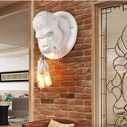 Gorilla Head Wall Light – Modern Resin Design in Black or White