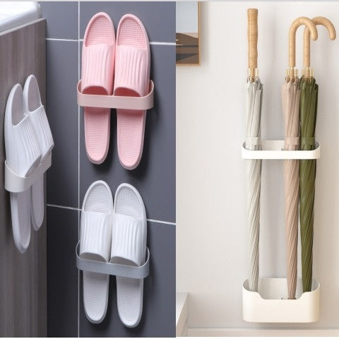 Light Luxury Bathroom Wall-mounted Slippers Storage Rack
