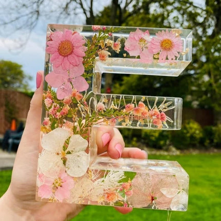 Letter Flower Transparent Flowers Resin Night Light Ornaments