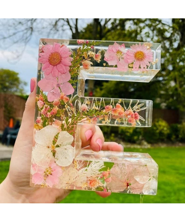 Letter Flower Transparent Flowers Resin Night Light Ornaments