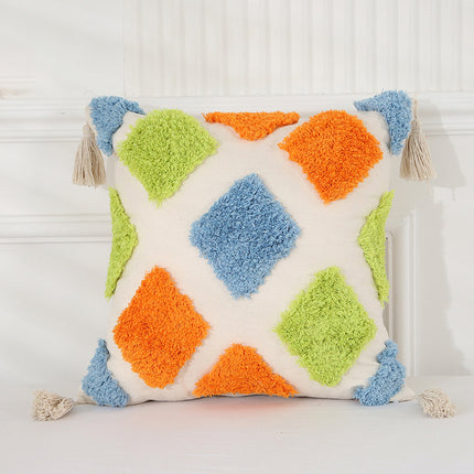 Bohemian Luxury Tufted Cushion Cover – Rainbow Designs, 45x45 & 50x30cm
