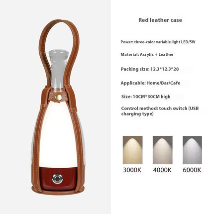Portable Wine Decanter Lamp – LED Touch Dimming Light with Optional Leather Strap (8 Base Colours)