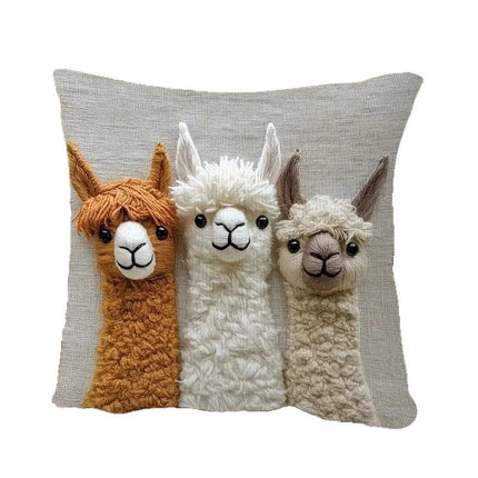 Llama Cushion Cover | Embroidered Throw Pillow