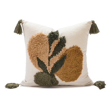 Embroidered Leaf Cushion Covers with Tassels