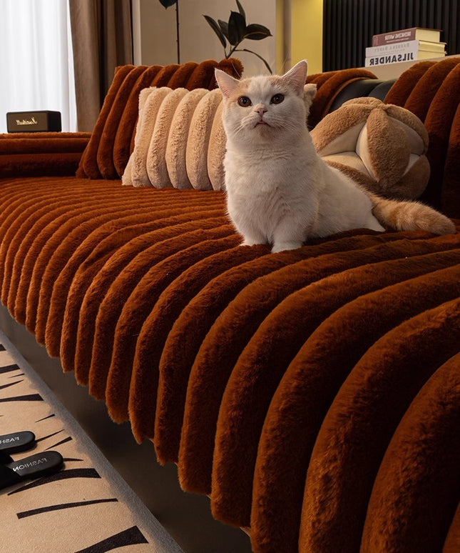 Plush Sofa Cover | Velvet Anti-Slip Cushion