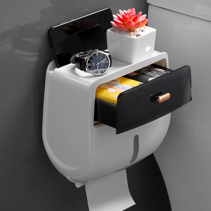 Wall-Mounted Waterproof Toilet Paper Dispenser — Grey or Black