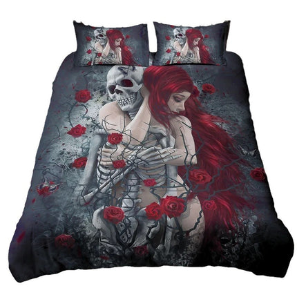 Skeleton Couple Bedding Set | Gothic Romance Duvet Cover
