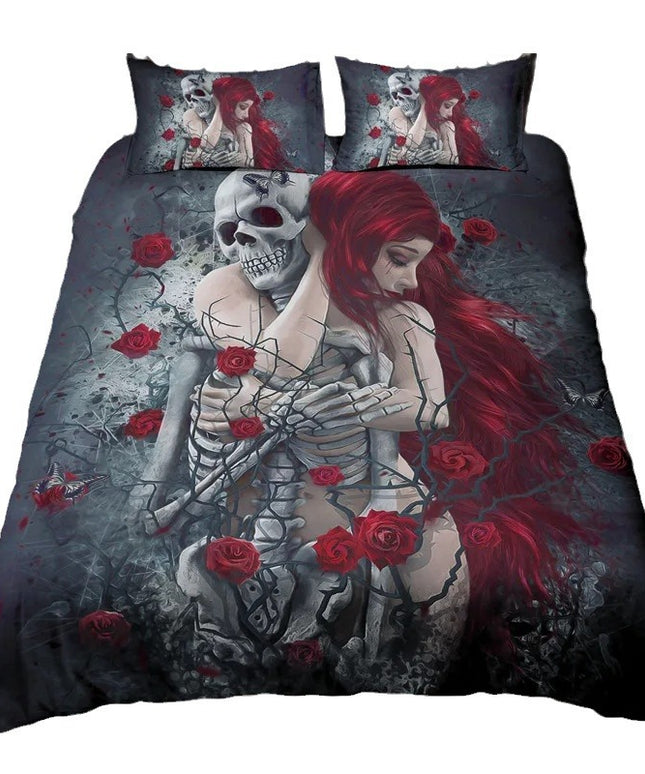 Skeleton Couple Bedding Set | Gothic Romance Duvet Cover