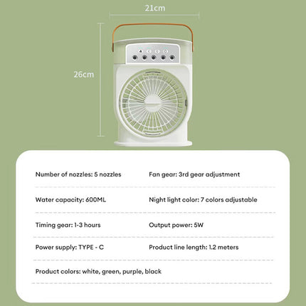 Portable USB Air Cooler Fan | Mist Cooling Fan with LED Light