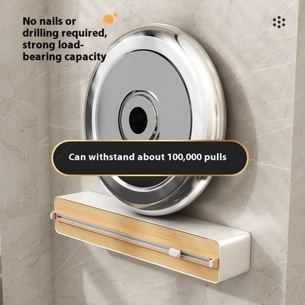 Magnetic Cling Film Cutter 📦 – Wall-Mounted, Grey/White or Wood/White + 100m Roll