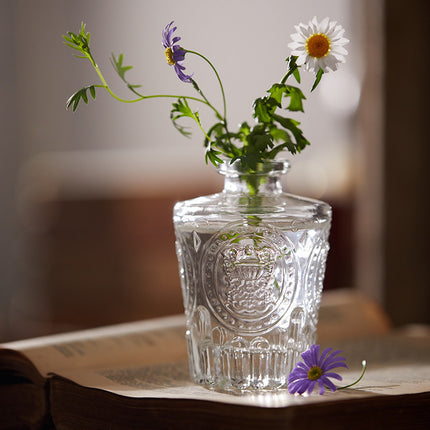 Vintage Embossed Glass Vase Set | Mini Tabletop Bud Vases