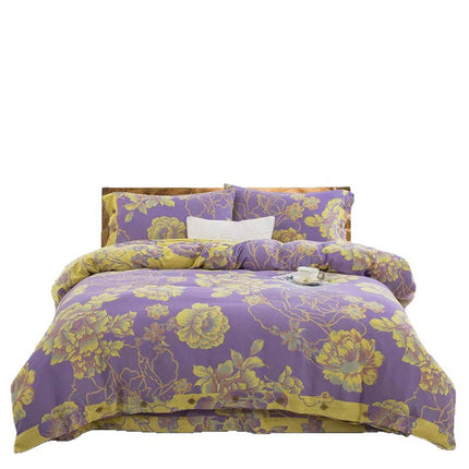 Cotton Floral Bedding Set | Jacquard 4 Piece Duvet Cover