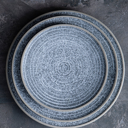 Porcelain Plates 🍽️ – Blue Grey Concentric Circles, 20cm or 25cm