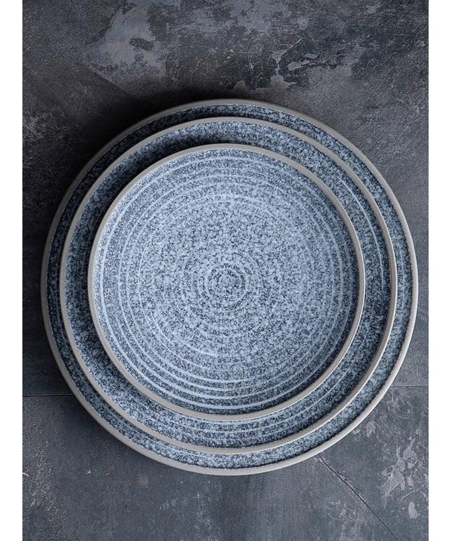 Porcelain Plates 🍽️ – Blue Grey Concentric Circles, 20cm or 25cm