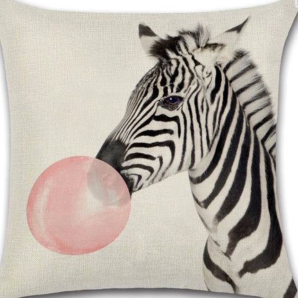 Animals Blowing Pink Bubbles Cushion Covers – 6 Quirky Linen Designs
