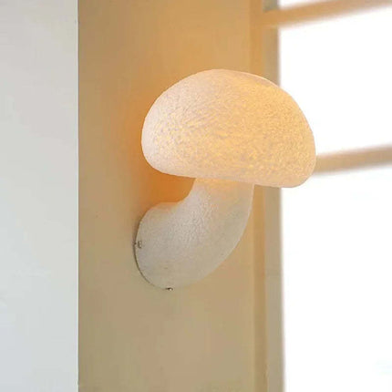 Nordic Mushroom Wall Light – White Resin LED Lamp (Indoor & Outdoor Use)