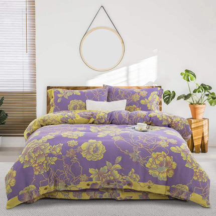 Cotton Floral Bedding Set | Jacquard 4 Piece Duvet Cover