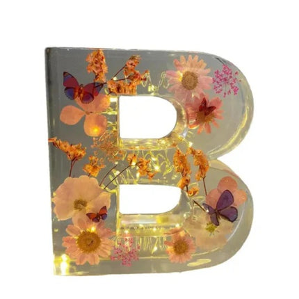 Letter Flower Transparent Flowers Resin Night Light Ornaments