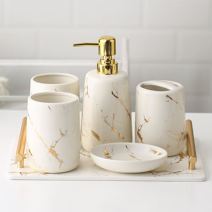 Five-piece Toilet Ceramic Bathroom Supplies Wash And Rinse Cup