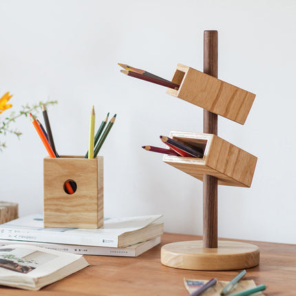 ✨ Solid Wood Inclined Pen Holder – Crafted Simplicity, Elevated Design