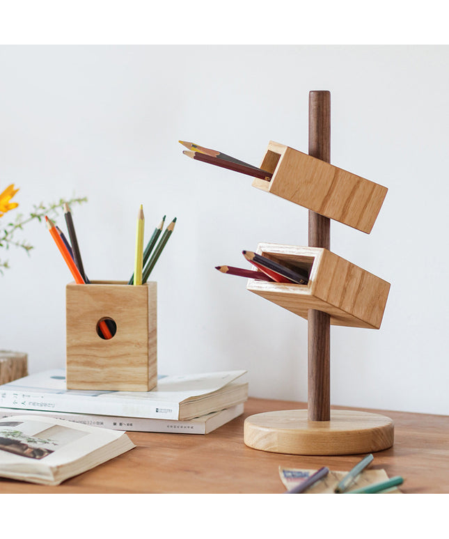 ✨ Solid Wood Inclined Pen Holder – Crafted Simplicity, Elevated Design
