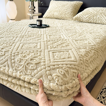 Embossed Velvet Fitted Sheet | Luxury Milk Fibre Cover